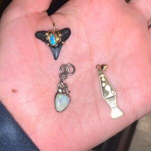 Gold and Opal Pendant Set
